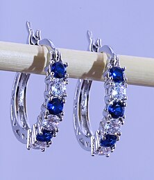 abordables -Femme Zircon Boucle d'Oreille Créoles Bijoux Fins Classique Précieux mode simple Des boucles d'oreilles Bijoux Bleu / Violet / Fuchsia Pour Cadeau Festival 1 paire