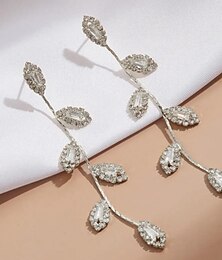 cheap -Women's Clear Drop Earrings Fine Jewelry Geometrical Leaf Stylish Trendy S925 Sterling Silver Earrings Jewelry Silver / Gold For Wedding Party 1 Pair