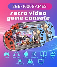 cheap -X7 Handheld Game Consoles Built in 2000+ Free Games 8GB RAM 4.3 Inch Screen Double Rocker,Support TV Output,Music/Movie/Camera Audio and Video MP3,MP4, MP5, Birthday Gift for Kids