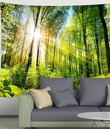 cheap -Landscape Forest Sunshine Hanging Tapestry Wall Art Large Tapestry Mural Decor Photograph Backdrop Blanket Curtain Home Bedroom Living Room Decoration
