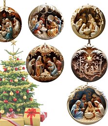 ieftine -ornament de Crăciun pentru scena Nașterii Domnului, breloc plat imprimat 2d din acril, ornament acrilic opțional și accesorii pentru oglinda retrovizoare pentru mașină pachet de cadouri comemorative