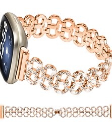 preiswerte -Smartwatch-Band Kompatibel mit Fitbit Versa 4, Sense 2, Versa 3, Sense Edelstahl Smartwatch Gurt Damen Glitzer Kristall Schmuck Armband Ersatz Armband