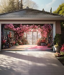 abordables -Bannière de couverture de porte de garage extérieur floral de la Saint-Valentin belle grande décoration de fond pour porte de garage extérieur décorations murales de maison événement fête parade