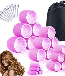 levne -Sada 36 ks natáček na vlasy se sponkami, samouchopovací natáčky pro objem, kadeřnické natáčky a kutilské účesy, natáčky na vlasy 4 velikostí v úložné tašce