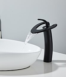 billiga -Badrum Tvättställ Kran - Vattenfall Krom / Nickelborstad / Elektropläterad Centerset Singel Handtag Ett hålBath Taps