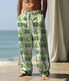 abordables -trèfle à quatre feuilles de la Saint-Patrick, style décontracté. patrick's day pantalon imprimé 3d pour homme pantalon extérieur rue sortie polyester bleu violet orange s m l taille moyenne élasticité