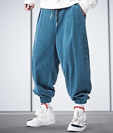 cheap -Men's Sweatpants Joggers Corduroy Pants Trousers Drawstring Elastic Waist Elastic Cuff Plain Comfort Breathable Casual Daily Holiday Sports Fashion Black Blue