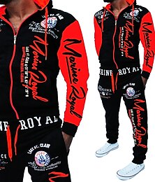 voordelige -Voor heren Trainingspak Capuchon Sport & Outdoor Dagelijks Feestdagen Zacht Kleurenblok Brief Geel Blozend Roze Rood Sportkleding Streetwear Sport Lente & Herfst