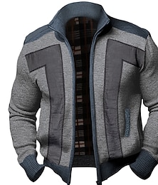preiswerte -Herren Strickjacke Zip Pullover Reißverschluss Grober Cardigan Gerippt Stricken Cropped Seitentaschen Farbblock Ständer Warm-Ups Moderne zeitgenössische Casual Freizeitskleidung Bekleidung Herbst