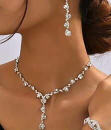 cheap -Jewelry Set 4pcs Copper Rhinestone 1 Necklace Earrings Bracelets Women's Elegant Fashion Dainty Geometrical Geometric Jewelry Set For Wedding Party Daily