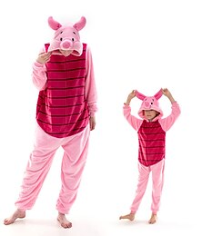 ieftine -Pentru copii Adulți Pijamale Kigurumi Haine de noapte Pijama Întreagă Purcel / Porc Animal Desene Animate Pijama Întreagă Costum amuzant Flanel Cosplay Pentru Bărbați și femei Baieti si fete Carnaval