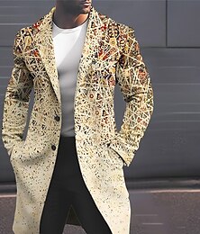economico -Per uomo Geometria Cappotto invernale Cappotto Tenere al caldo Traspirante Comodo Di tendenza Streetwear Lavoro Ufficio Indossalo per lavorare Per uscire Tasche Stampa Autunno inverno Collo