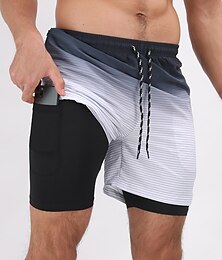 billiga -Herr Boardshorts Badshorts Dagligen Strand Andningsfunktion Snabb tork Snörning Snörning Elastisk midja Foder Färgblock Kort Sport Ledigt Sportkläder Svart Blå Microelastisk