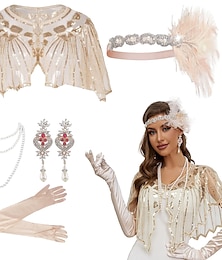 economico -Elegante Vintage Anni 1920 Guanti Collana Fascia Flapper Il grande Gatsby Invitato al matrimonio Piuma Perline Per donna Capodanno Mascherata Performance Ricevimento di nozze Addio al Nubilato Adulti