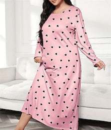 billiga -dam plus size alla hjärtans klänning pyjamas nattkläder hjärta fjäril mode ledig hem säng komfort andas crew neck långärmad våren hem outfits