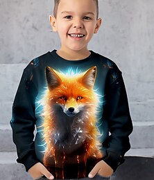 cheap -Boys 3D Fox Sweatshirt Pullover Long Sleeve 3D Print Spring Fall Fashion Streetwear Cool Polyester Kids 3-12 Years Crew Neck Outdoor Casual Daily Regular Fit