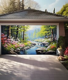 お買い得  -風景画屋外ガレージドアカバーバナー美しい大型背景装飾屋外ガレージドアの家の壁の装飾イベントパーティーパレード