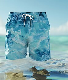 billiga -Herr Boardshorts Badshorts Snörning med meshfoder Elastisk midja Lutning Snabb tork Kort Helgdag Strand Hawaiisk Ledigt Rubinrött Blå Microelastisk