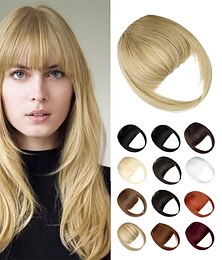baratos -Bangs Hair Clip in Bangs Fake Bangs Natrual Clip on BangsFaux Blonde Bangs Easy Clip in Hair ExtenisonsFrench Bangs Fringe with Temples Hairpieces Curved Bangs for Daily Wear