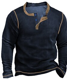 halpa -Miesten Vohveli Henley-paita T-paidat Pitkähihainen paita Tavallinen Henley ulko- Kausaliteetti Pitkähihainen nappi Vaatetus Muoti Suunnittelija Mukava