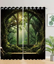 voordelige -2 panelen landschap bosgordijngordijnen verduisteringsgordijn voor woonkamer slaapkamer keuken raambehandelingen thermisch geïsoleerde kamerverduistering