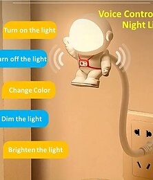 cheap -USB Night Light Voice Control Mini LED USB Plug Eyes Protection Dimmable LED Sound Sensor Bedroom Reading Desk Lamp Smart Lights For Home Decor