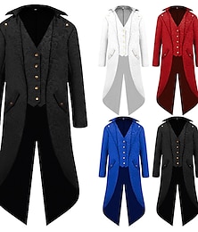 cheap -Retro Vintage Steampunk 18th Century 17th Century Coat Tuxedo Tailcoat Vampire Plague Doctor Men's Solid Colored Carnival Party / Evening Coat