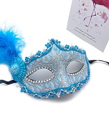 levne -make-up ples princezna péřová krajková maska dětská poloobličejová maska na oči dámská modrá halloween party rekvizity