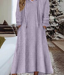 billige -kvinners loungewear nattskjortekjole ren farge avslappet komfort mykt hjem daglig gå ut korallfleece korall fløyel varm hettegenser lange ermer høst vinter hjemmeantrekk