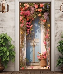economico -copriporta floreale primaverile per san valentino decorazione murale arazzo per porta tenda per porta decorazione sfondo striscione per porta rimovibile per porta d'ingresso decorazione per interni