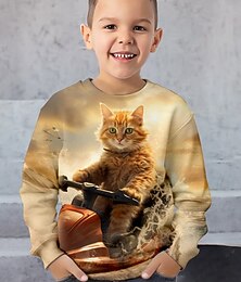 levne -Chlapecké 3D Kočka Mikina Pullover Dlouhý rukáv 3D tisk Jaro Podzim Módní Šik ven Chladný Děti 3-12 let Tričkový Venkovní Ležérní Denní Běžný
