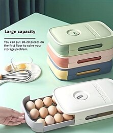 preiswerte -Stapelbare Eierhalter-Aufbewahrungsbox aus Kunststoff, Schubladen-Kühlschrank-Eier-Organizer, platzsparender Behälter, frischhaltende Eierablage, Küchenzubehör