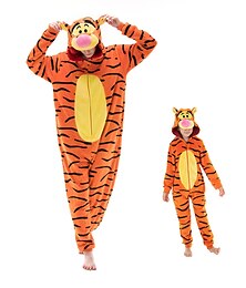 Недорогие -Детские Взрослые Пижамы кигуруми Пижамы Цельные пижамы Животный принт Мультипликация Цельные пижамы Забавный костюм Фланель Косплей Для Муж. и жен. Мальчики и девочки Карнавал