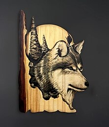 abordables -Sculpture murale artisanale en bois, décoration peinte à la main, en bois, raton laveur, ours, cerf, pour la maison et le salon