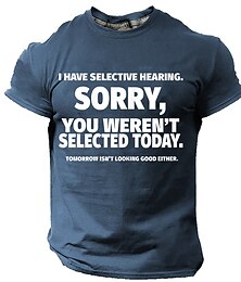 baratos -Camiseta Engraçada para Homens - 'Tenho Audição Seletiva' Humor Sarcástico de Estilo de Vida Camiseta Gráfica de Manga Curta