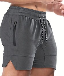 お買い得  -男性用 ショーツ スポーツ お出かけ 週末 ランニング カジュアルスーツ ドローストリング 弾性ウエスト 平織り 膝丈 体操服 アクティブウェア ワインレッド ブラック マイクロエラスティック