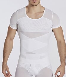voordelige -Voor heren T-shirt Compressieshirt Lichaamsvormer Compressie-topjes Strakke ronde hals Korte mouw Sport & Outdoor Vakantie Uitgaan Casual / Dagelijks Snel Drogend Ademend Zacht Effen Zwart Wit