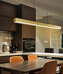 preiswerte -LED-Pendelleuchte, linear, dimmbar, Aluminiumlegierung, schwarz, 31,2 Zoll, Büro, Esszimmer, Kronleuchter, einstellbar, 110–220 V, inklusive Glühbirne