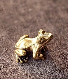 お買い得  -かわいいレトロな銅製のカエルの置物 - ミニチュアのデスクトップ飾りとティーペットの装飾