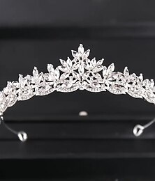 billige -Crown Tiaras Pandebånd Hovedstykke Rhinsten Legering Bryllup Fødselsdag Elegant Luksus Med Bjergkrystal Ren Farve Medaljon Hovedbeklædning