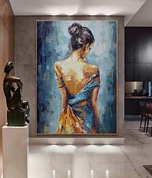 お買い得  -手作り油絵キャンバス壁アート装飾現代抽象フィギュア肖像少女の背中家の装飾ロールフレームレス未伸張絵画