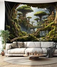 levne -domy na stromech les závěsný gobelín nástěnné umění velký gobelín nástěnná malba výzdoba fotografie pozadí přikrývka opona domácí ložnice dekorace obývacího pokoje