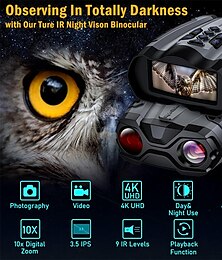 お買い得  -暗視ゴーグル 4K 赤外線デジタル双眼鏡 暗闇用 4000mAh 充電式暗視スコープ 写真とビデオ用の 32GB カード 狩猟用 10 倍デジタルズーム