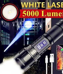 cheap -White Laser Super Powerful Flashlight 5000LM TYPE-C Rechargeable Torch Light High Power LED Flashlight Tactical Lantern