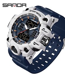 cheap -SANDA Men Digital Watch Outdoor Sports Fashion Business Luminous Alarm Clock Calendar Chronograph Silicone Watch