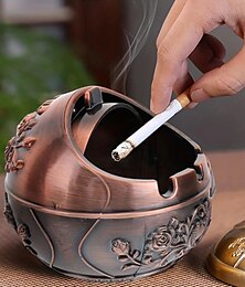 cheap -Ashtray Smoking Windproof Vintage Lid Ornament, Retro Cigarette Metal Decorative, Gadgets Cigarettes Table Outdoor Cigar Indoor Ashtrays