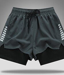 abordables -Hombre Pantalón Corto Running Shorts de gimnasio Deportes Baloncesto Gimnasia Transpirable Secado rápido Correa Cintura elástica Forro Plano Corto Deportes Casual Ropa de Deporte Negro Gris