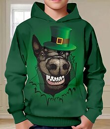 economico -st. patrick ragazzi 3d cane felpa con cappuccio pullover manica lunga stampa 3d primavera autunno moda streetwear fresco poliestere bambini 3-12 anni con cappuccio outdoor casual quotidiano