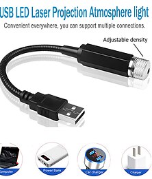 economico -Luce notturna a stella sul tetto dell'auto, portatile, regolabile, USB, flessibile, per interni, mostra un'atmosfera romantica, proiettore notturno a stelle, per auto, camere da letto, feste, ecc.