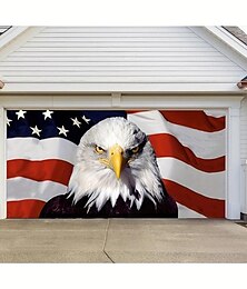 abordables -Couvercle de porte de garage extérieur avec aigle américain pour le 4 juillet bannière du jour de l'indépendance grande décoration de toile de fond pour la porte de garage extérieure décorations
